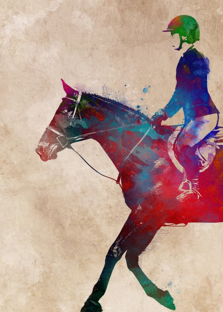 Horse Riding Sport Art (10) by Justyna Jaszke — canvas wall art