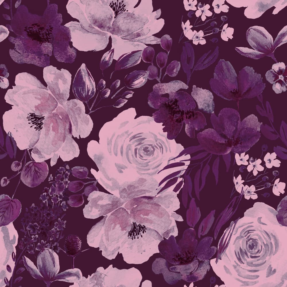 Floral Chaos Watercolor Pattern purple by Anis Illustration — canvas wall art