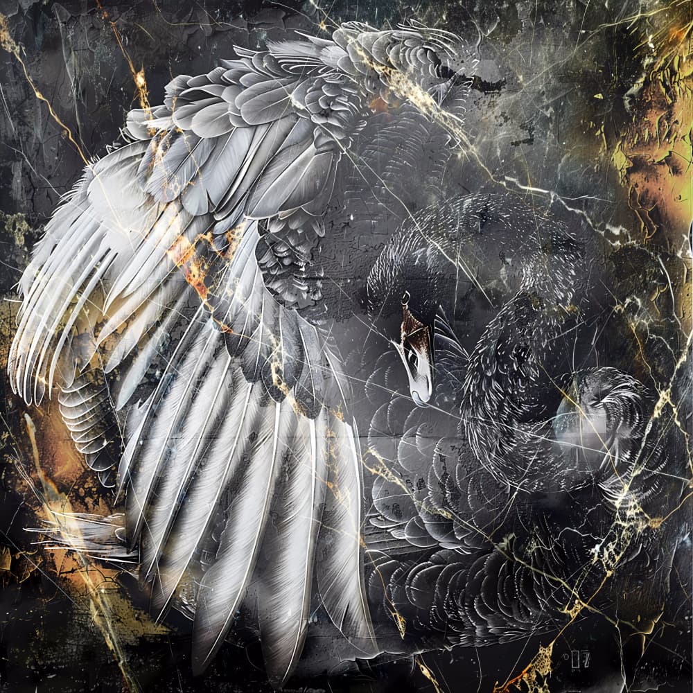 Elegant Swan Contrast by Rafal Kulik — canvas wall art