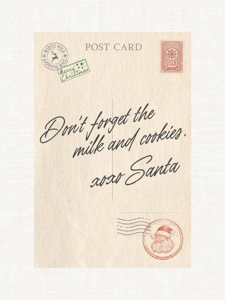 Santa's Milk and Cookies by Jolly and Dash — canvas wall art