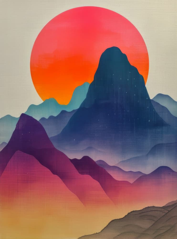 Vibrant Mountain Sunset by Bilge Paksoylu — canvas wall art