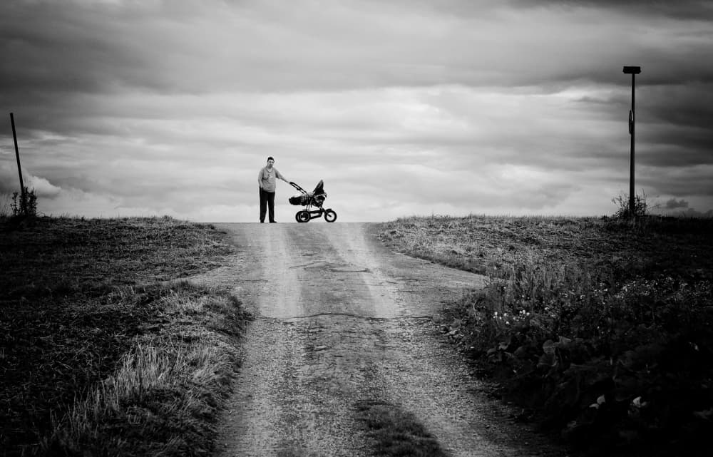 Father And Stroller Path by Jürgen Hartlieb — canvas wall art