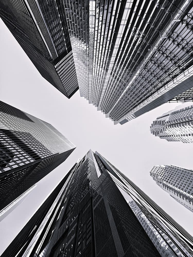 Upward Urban Towers by Jasmine Zhang — canvas wall art