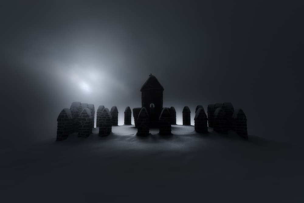 Dark Winter Churchyard by Filippo Manini — canvas wall art