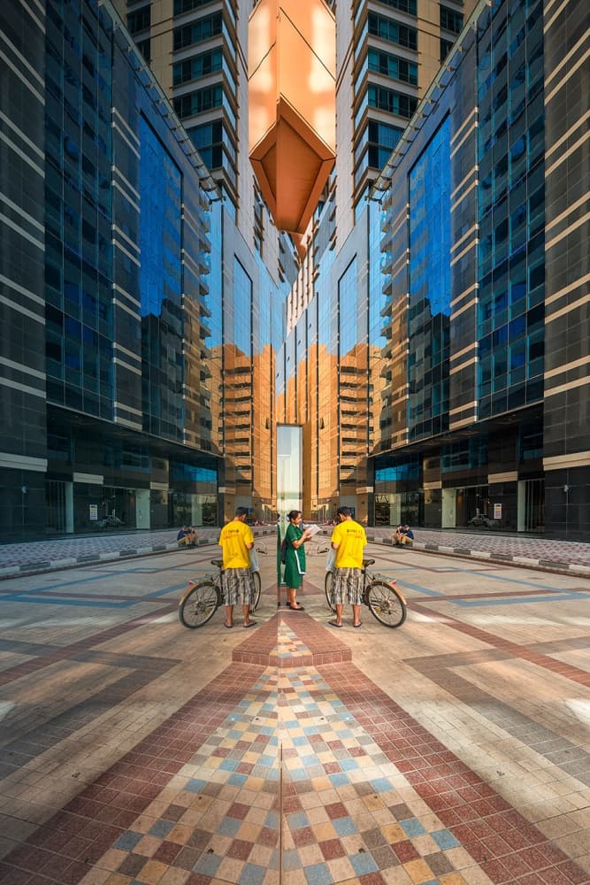 Symmetrical City View by Jure Kravanja — canvas wall art