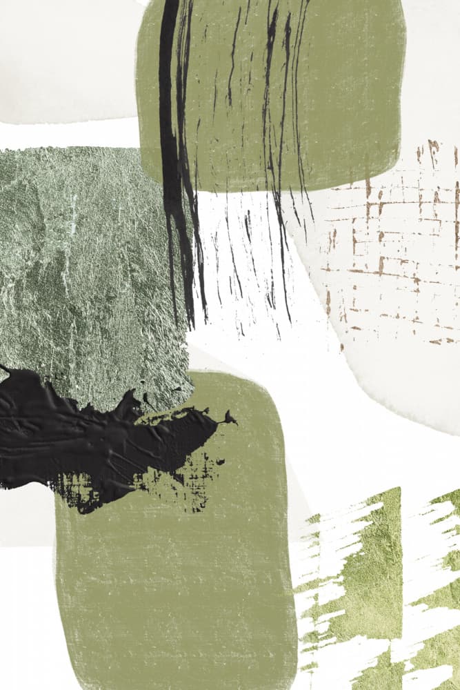 Olive Green Abstract Forms by Sally Ann Moss — canvas wall art