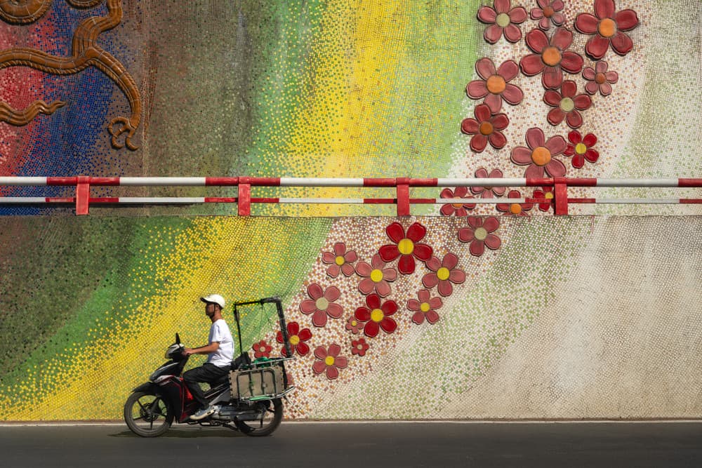 Colorful Mosaic Scooter by Mei Xu — canvas wall art