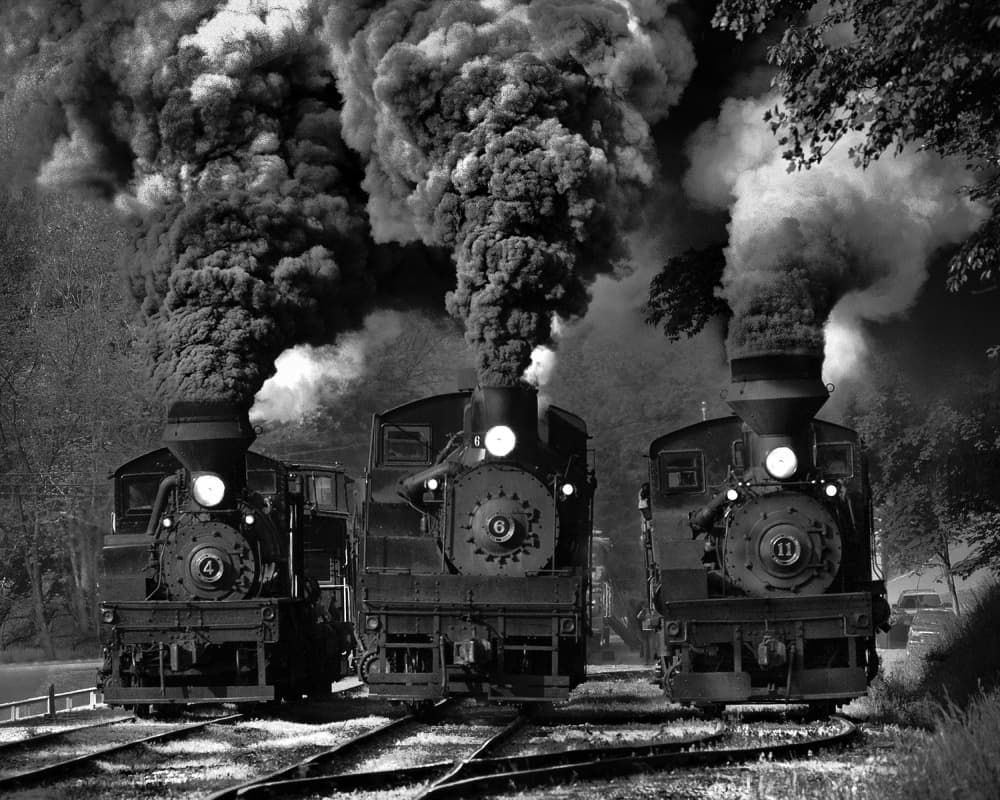 Smoky Steam Trains by Chuck Gordon — canvas wall art