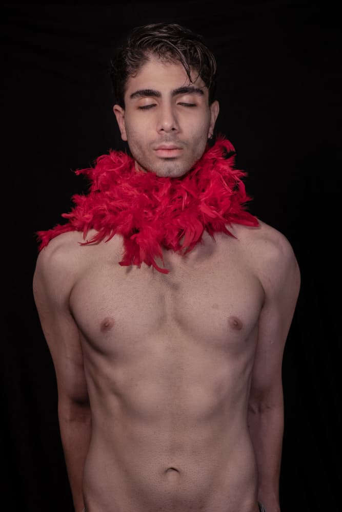 Man In Red Feathers by Babak Haghi — canvas wall art