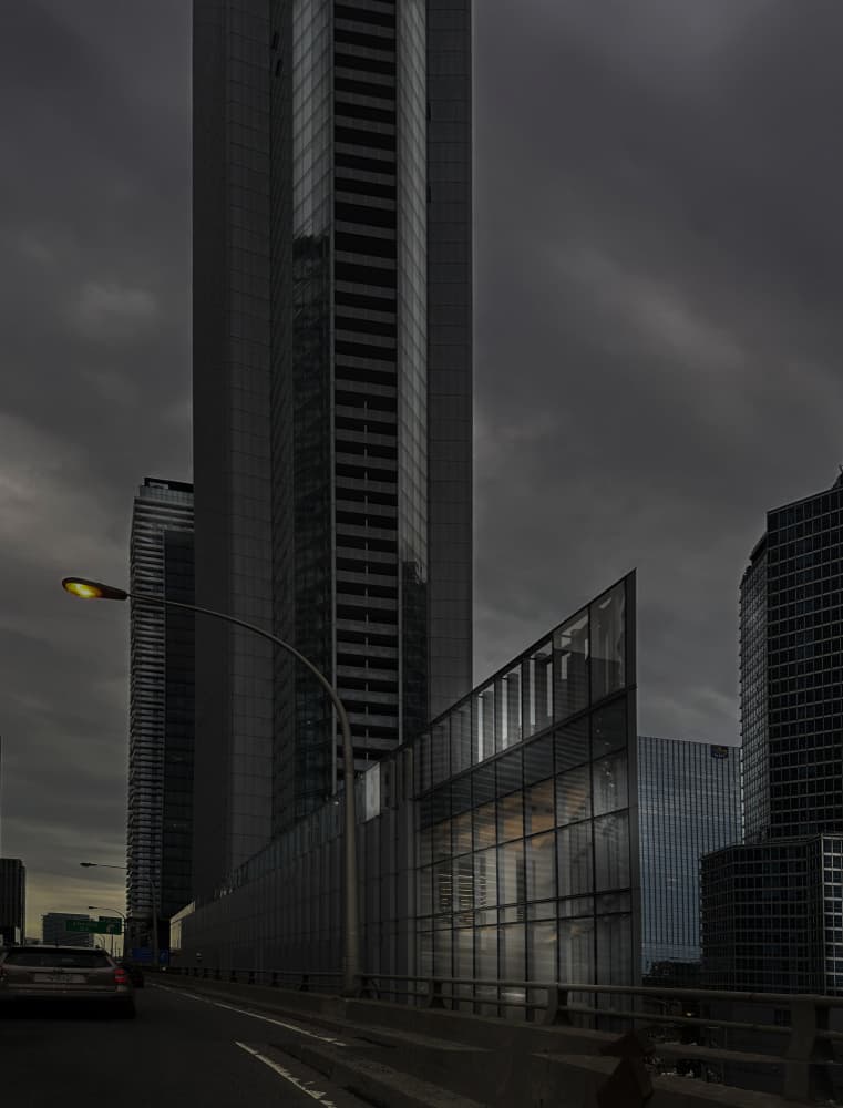 Dark City Skyscrapers by Yanyan Gong — canvas wall art