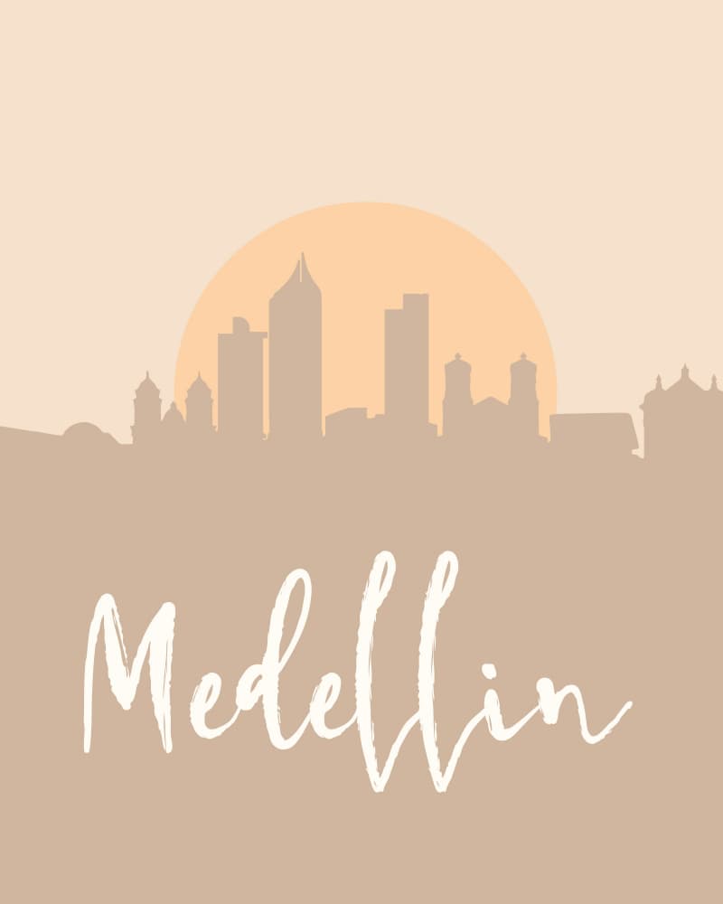 Medellin Sunset Skyline by Emiliano Deificus — canvas wall art