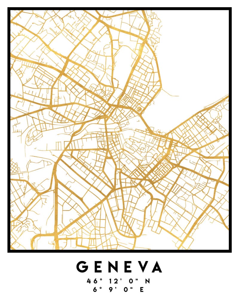 Geneva Gold City Map by Emiliano Deificus — canvas wall art