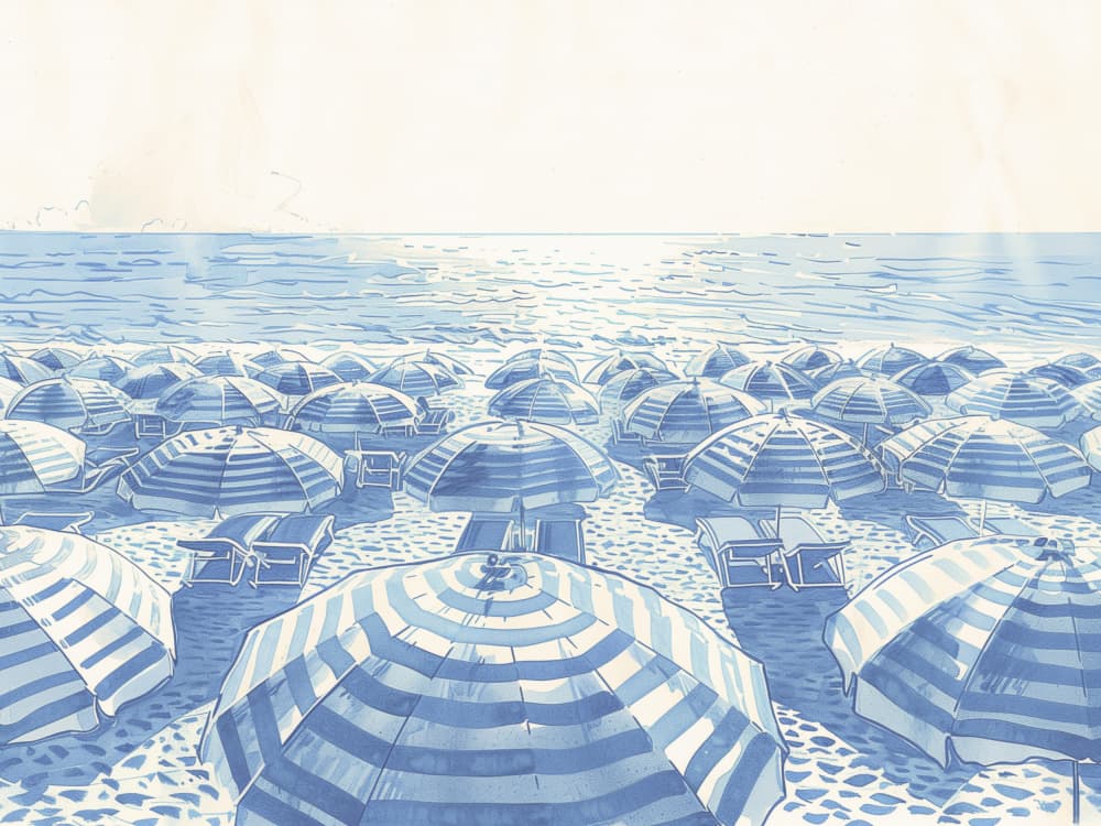 Striped Beach Umbrellas by Jolly and Dash — canvas wall art