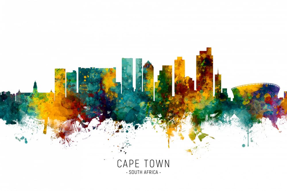 Vibrant Cape Town Skyline by Michael Tompsett — canvas wall art
