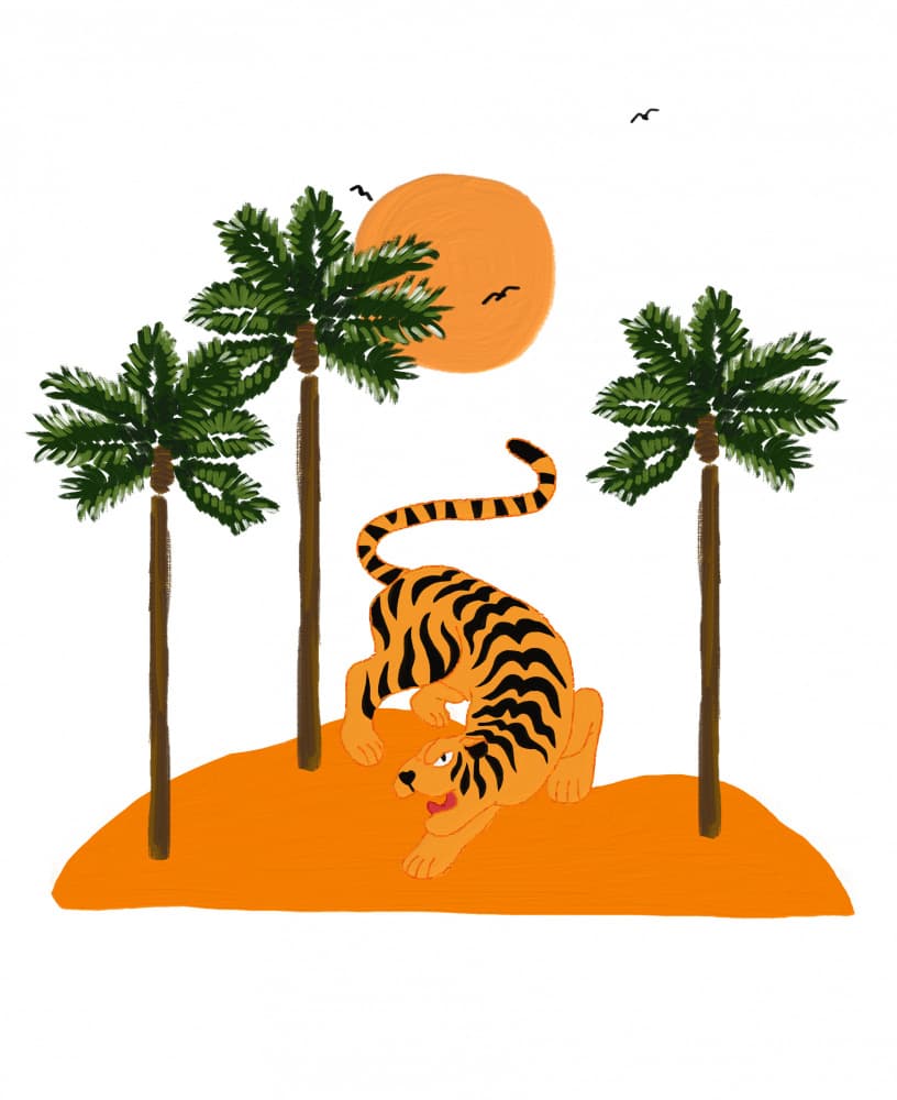 Playful Tiger Under Sun by Pecilia Mariano — canvas wall art