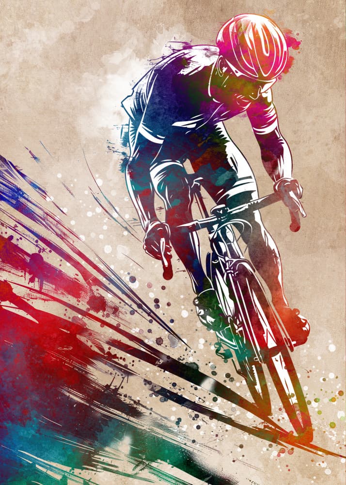 Dynamic Cyclist Splash by Justyna Jaszke — canvas wall art
