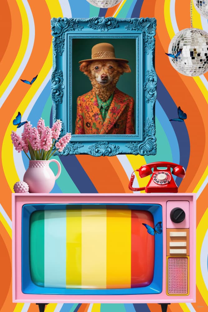 Groovy Dog Portrait by Sue Skellern — canvas wall art