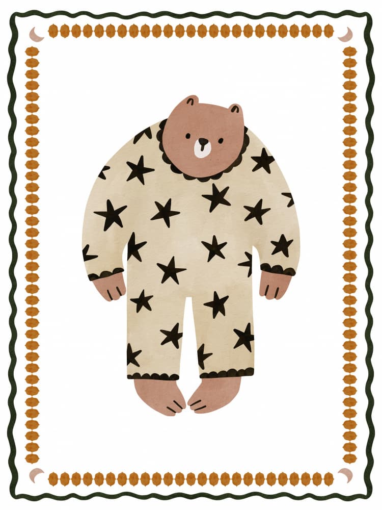 Starry Pajama Bear by Treechild — canvas wall art