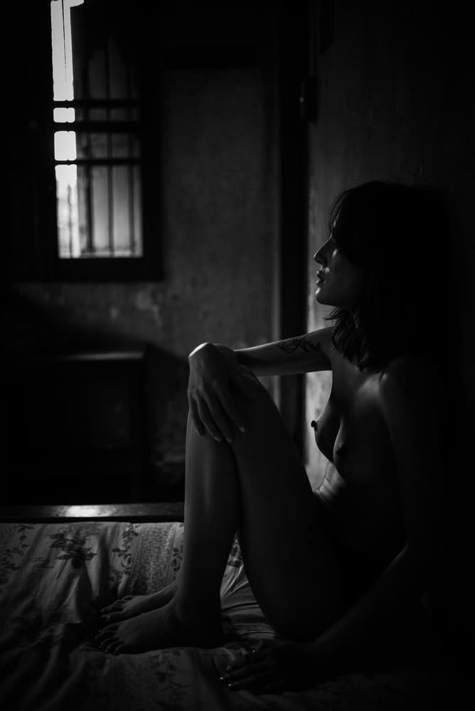 Pensive Woman In Shadow by Thanakorn Chai Telan — canvas wall art