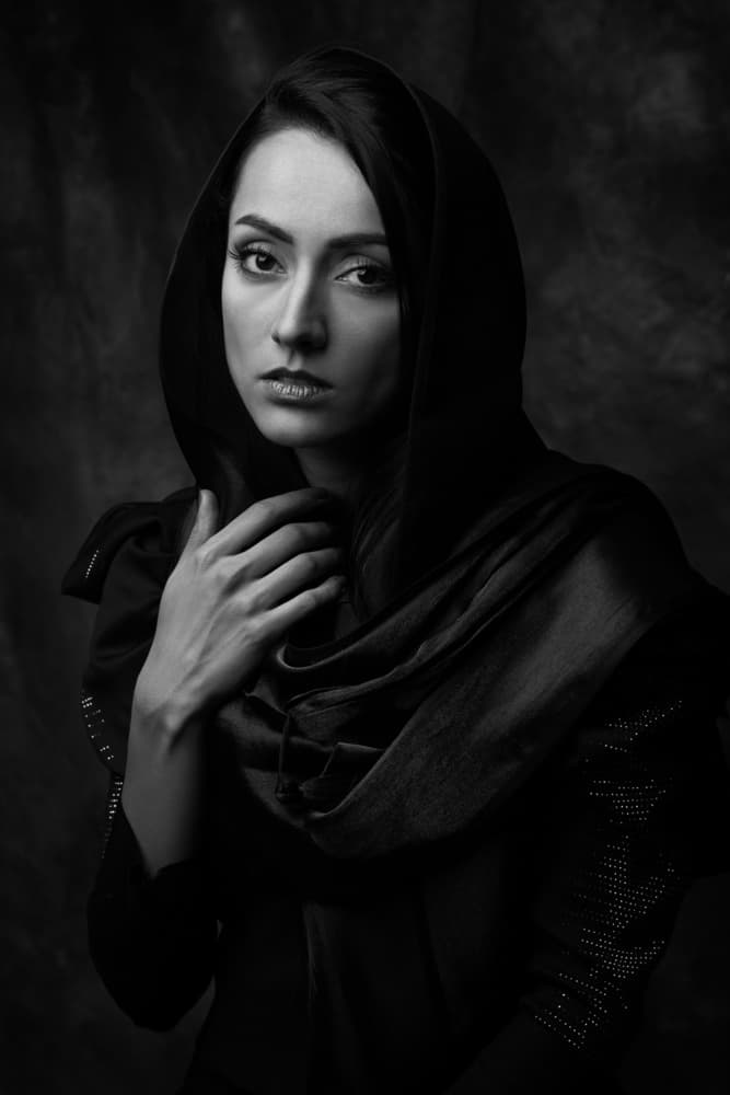 Mysterious Hooded Woman by Mehdi Mokhtari — canvas wall art