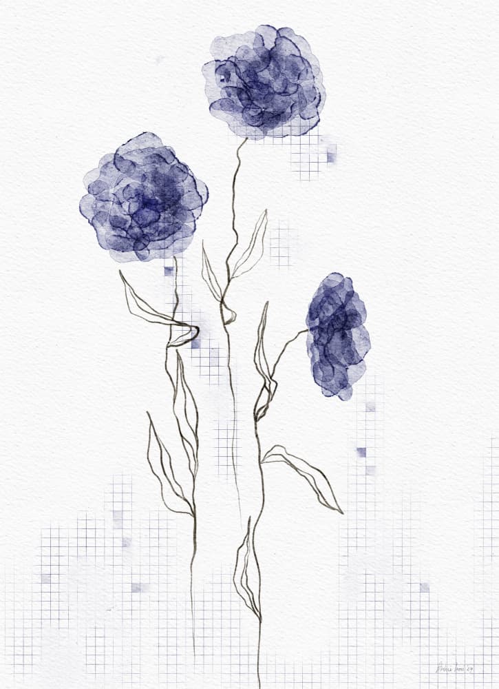 Blue Watercolor Flowers by Ankie Kooi — canvas wall art