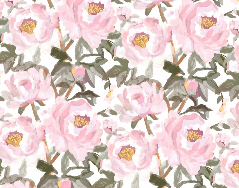 Pink Peony Bloom Pattern by Josie George — canvas wall art