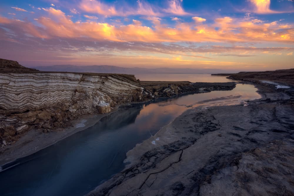 Layered Dead Sea Sunset by Arie Burla — canvas wall art