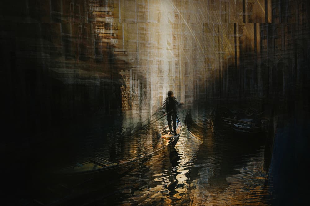 Mysterious Canal Light by Damijan Sedevcic — canvas wall art