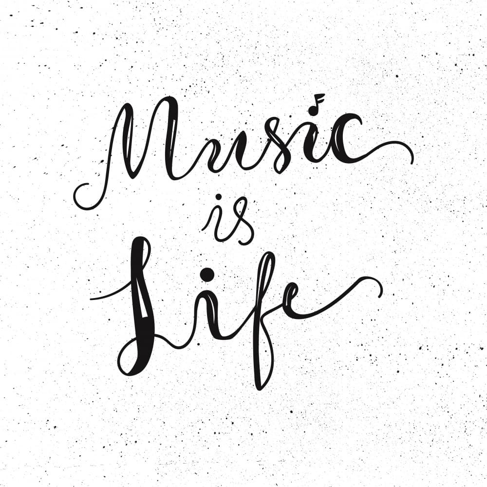 Music Is Life Calligraphy by Marika Barsrsind — canvas wall art