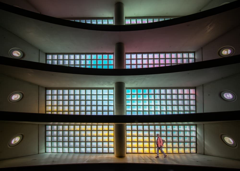 Vibrant Glass Block Hall by Maurits De Groen — canvas wall art