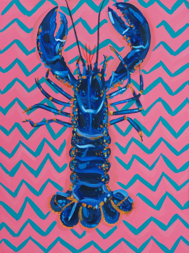 Vibrant Blue Lobster Chevron by Alice Straker — canvas wall art