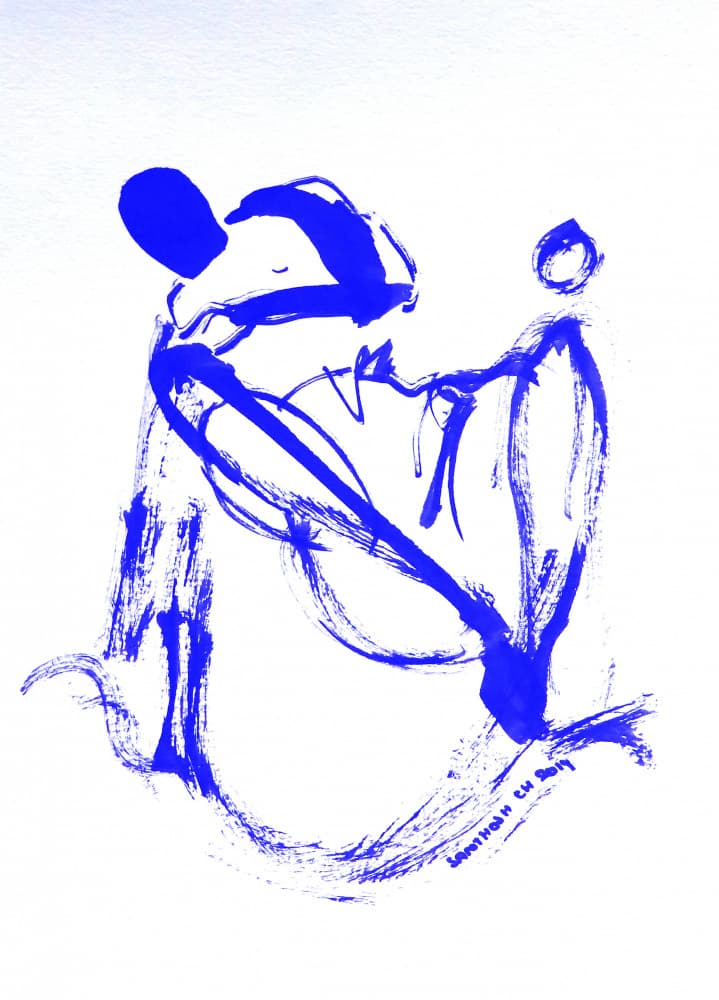 Dynamic Blue Dance by Santhosh ch — canvas wall art