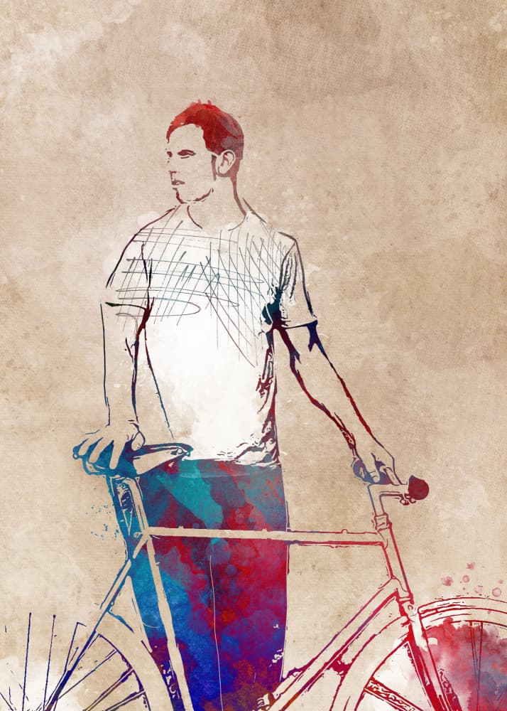 Urban Cyclist Sketch by Justyna Jaszke — canvas wall art