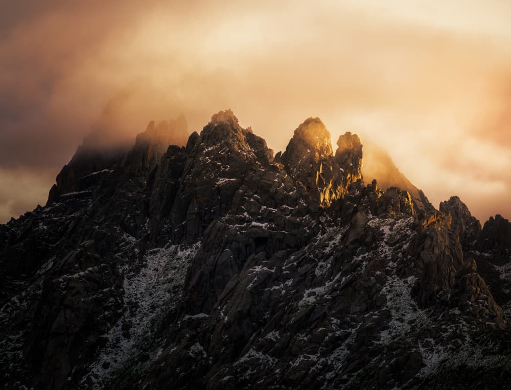 Golden Light Peaks by Yezimao — canvas wall art