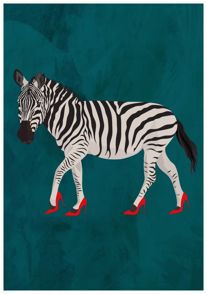 Zebra Red Heels by Sarah Manovski — canvas wall art