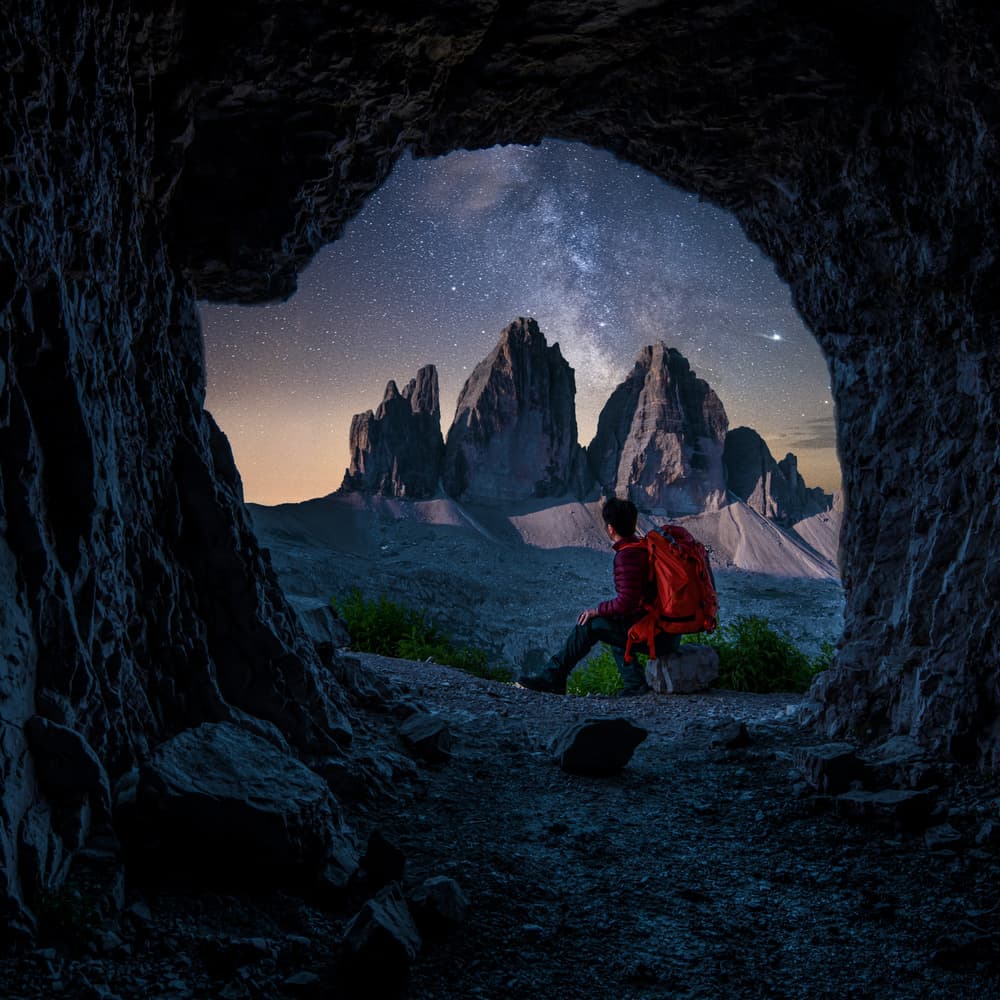 Cave View Milky Way Mountains by Simoon — canvas wall art