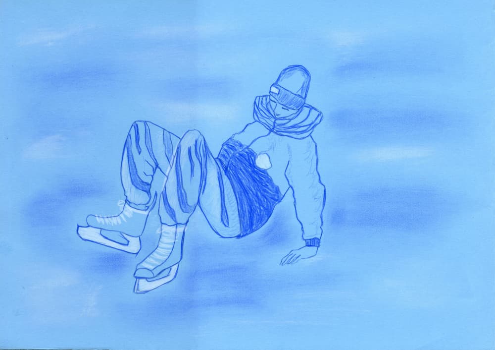 Blue Winter Skater by Viktoriia Saunina — canvas wall art