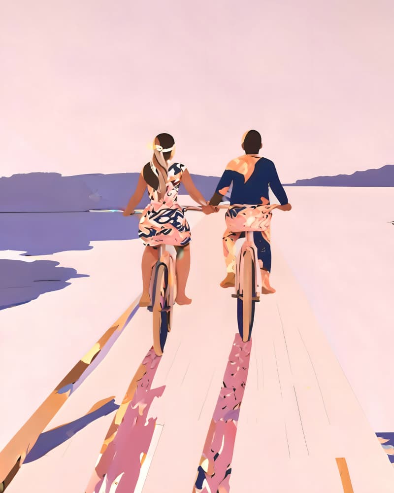 Romantic Bike Ride by Uma Gokhale — canvas wall art