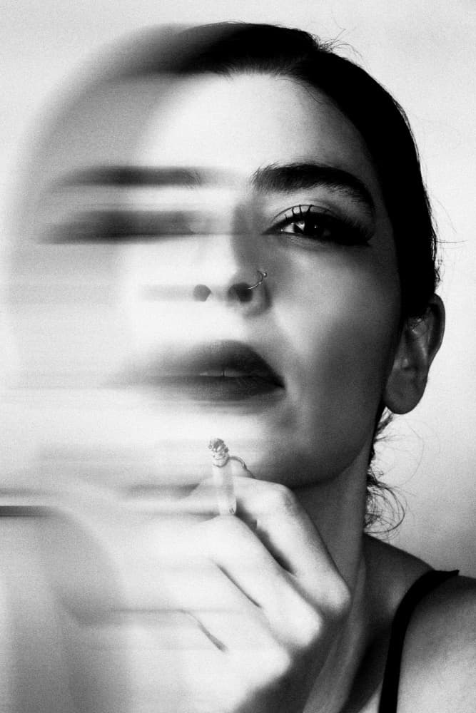 Mysterious Woman Smoking by Afshin Saeidinia — canvas wall art