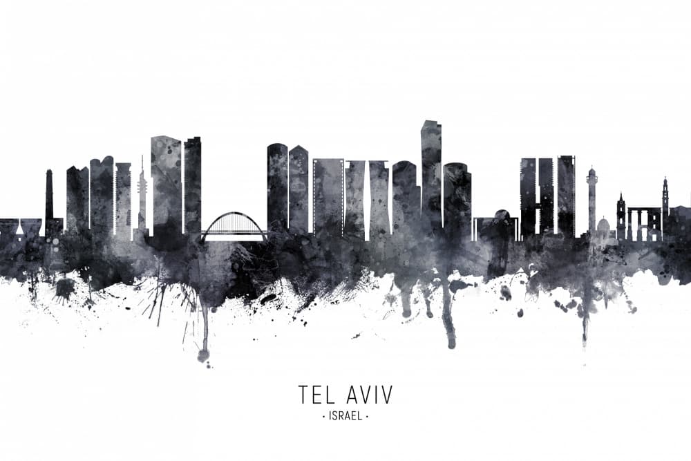 Tel Aviv City Skyline by Michael Tompsett — canvas wall art