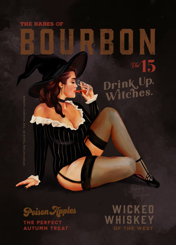 Babes of Bourbon October Halloween Witch by The Whiskey Ginger — canvas wall art