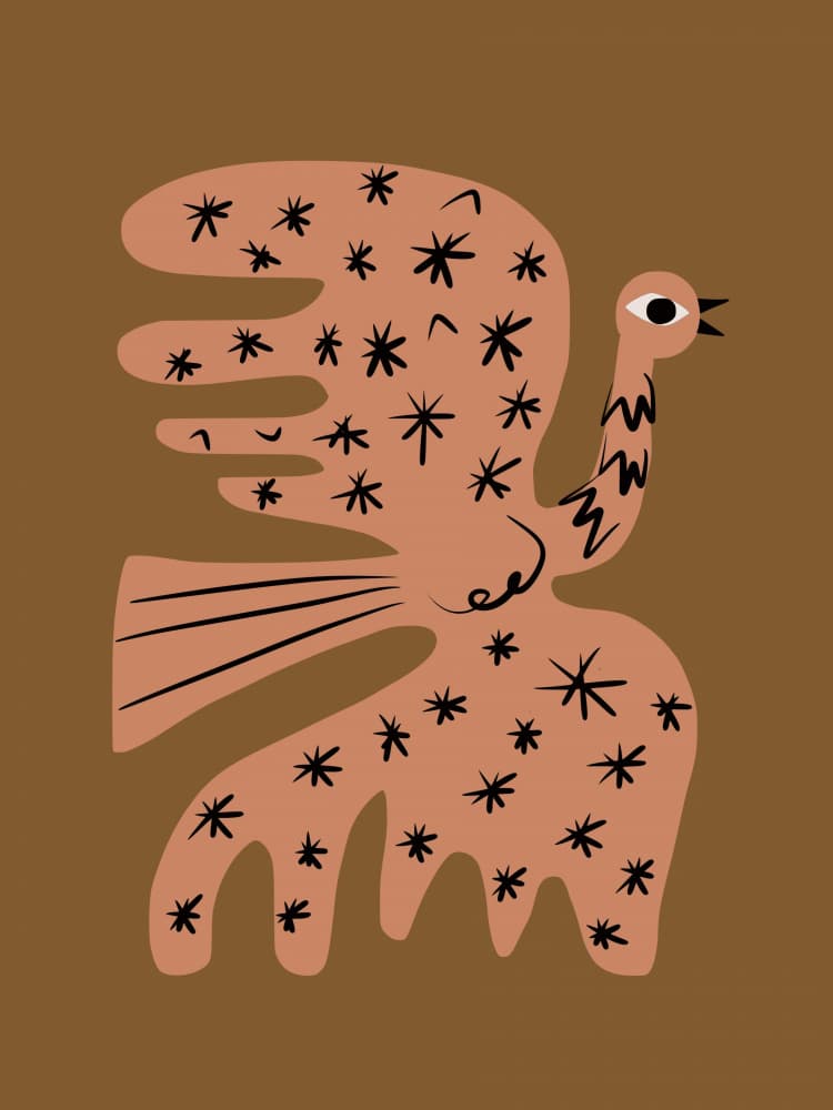 Starry Folk Bird by Little Dean — canvas wall art
