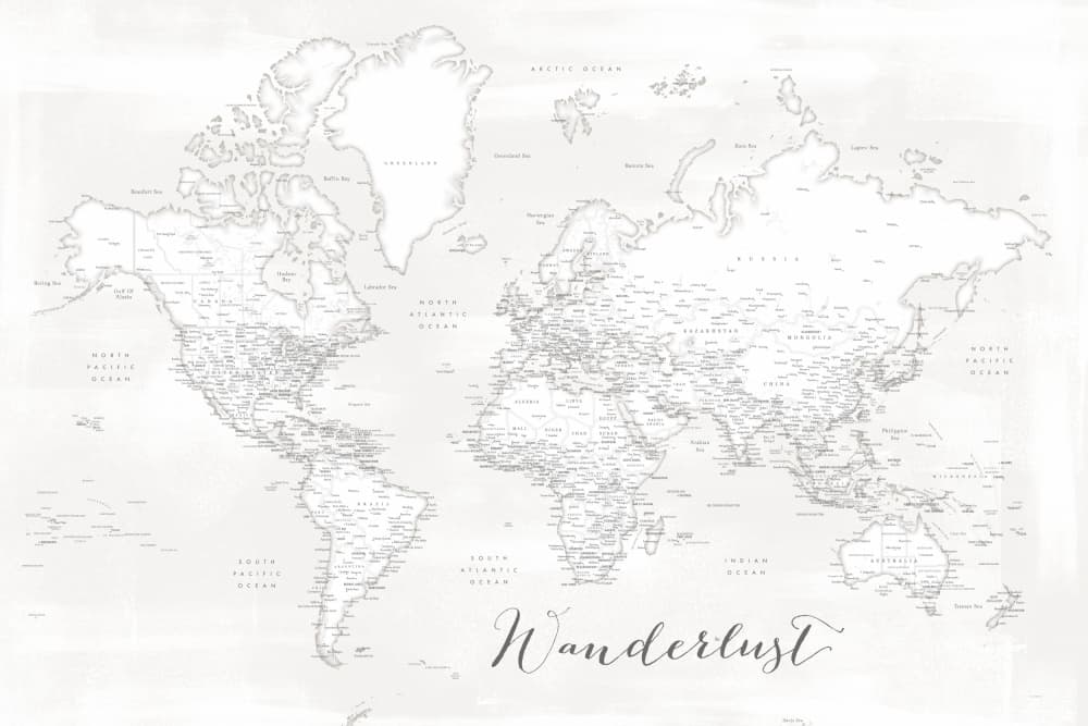 Wanderlust World Map by Rosana Laiz Blursbyai — canvas wall art