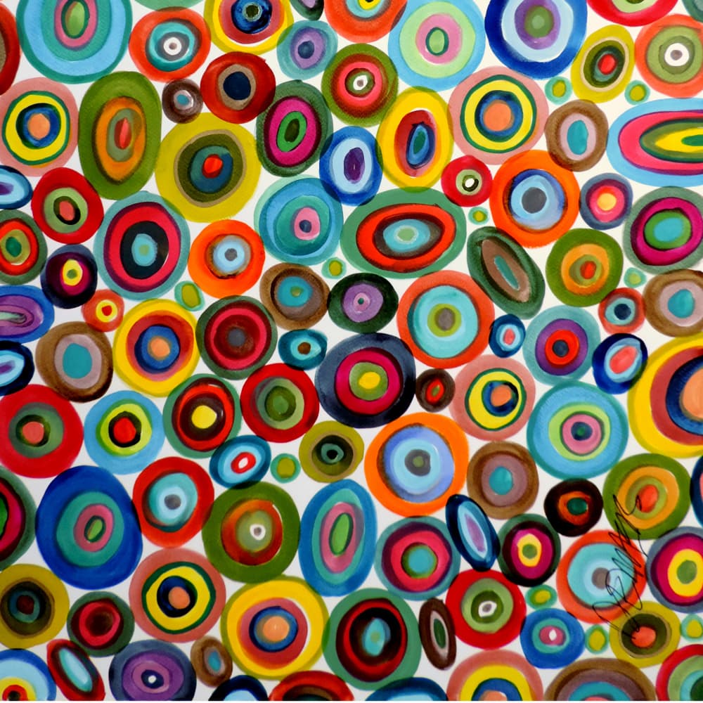 Vibrant Concentric Circles by Sylvie Demers — canvas wall art
