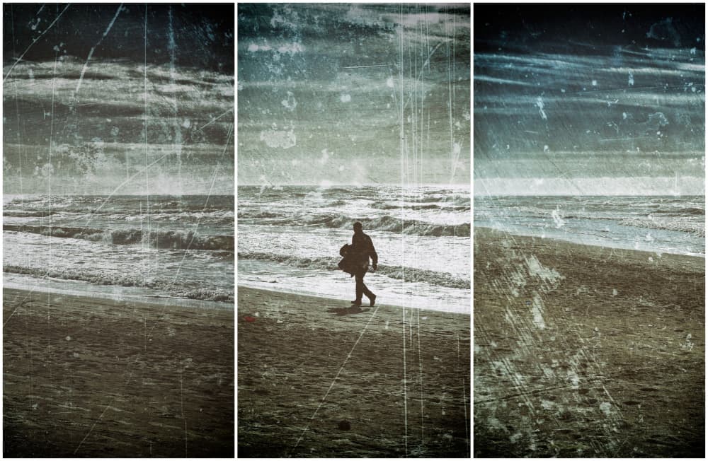 Solitary Beach Walk by Raffaele Corte — canvas wall art