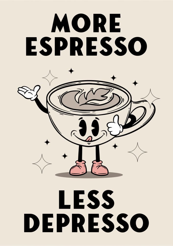 More Espresso Mantra by Alina Shulhouskaya — canvas wall art