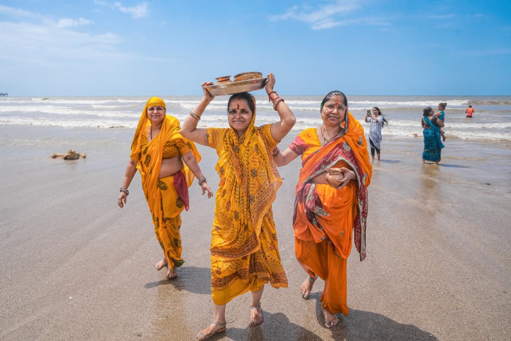 Vibrant Indian Beach Walk by Subhajit Das — canvas wall art