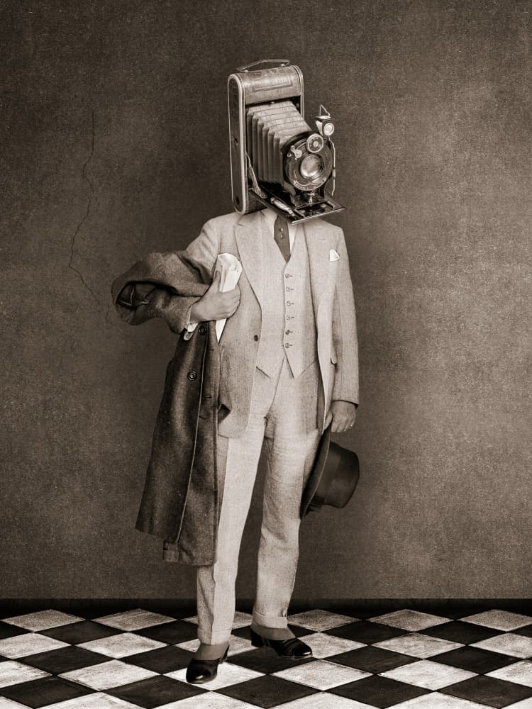 Vintage Camera Gentleman by Marja van den Hurk — canvas wall art