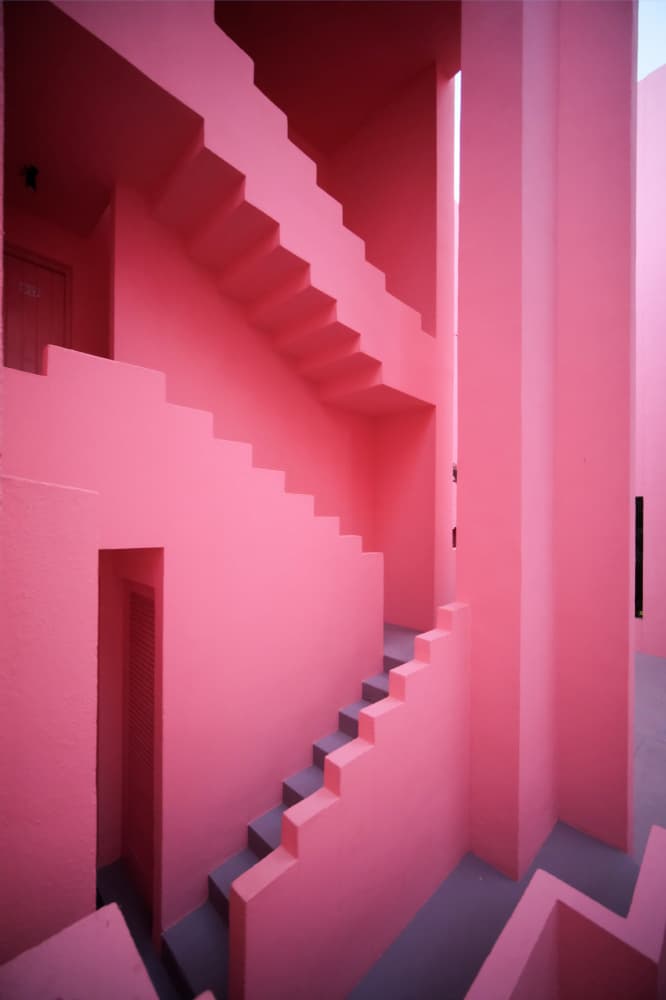 Geometric Pink Staircase by Fran Ortega — canvas wall art