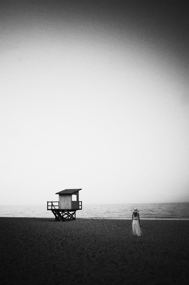 Woman on Empty Beach by Parole Kim — canvas wall art